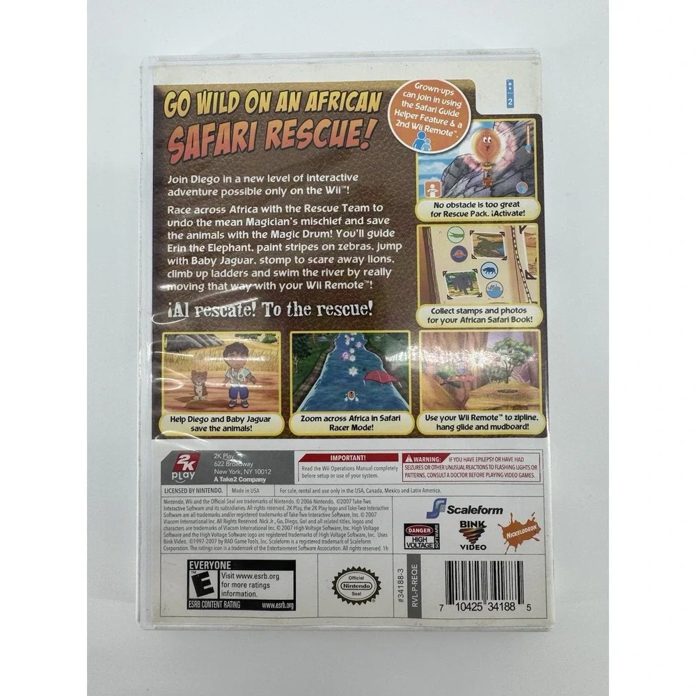 Go Diego Go Safari Rescue Nintendo Wii 2K Play With Manual CIB